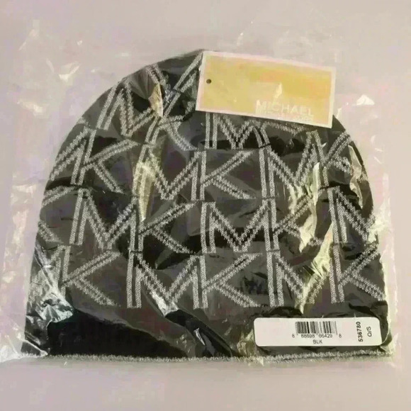 Michael Kors Women's Beanie with Metallic Logo (Black/Silver) Beanies One Size - Picture 7 of 7